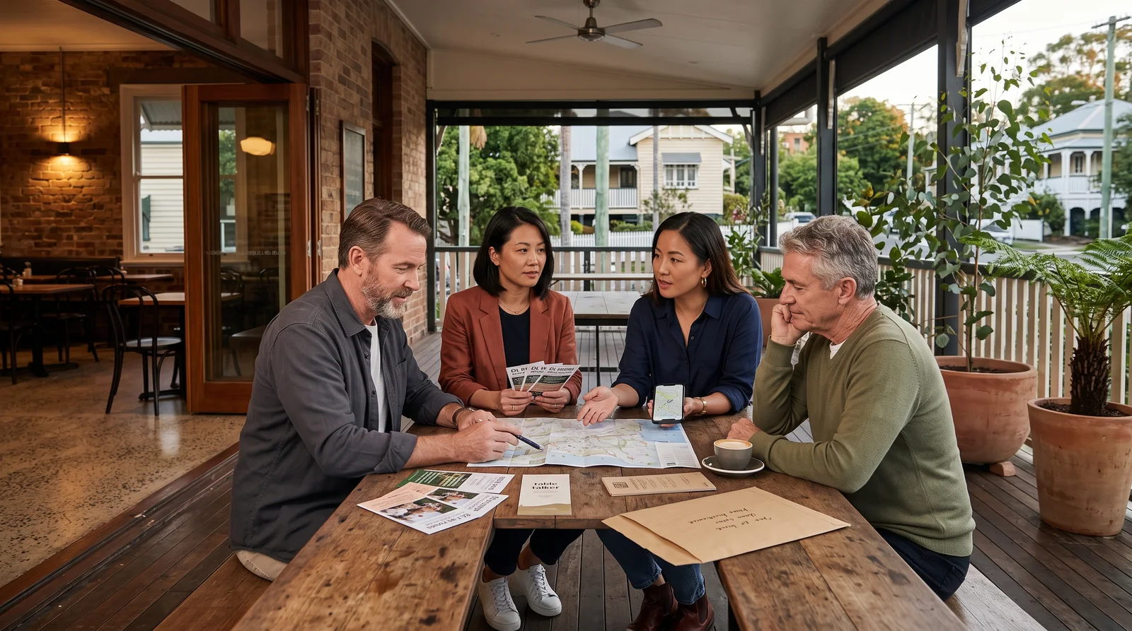 Local business owners planning shared neighbourhood activities